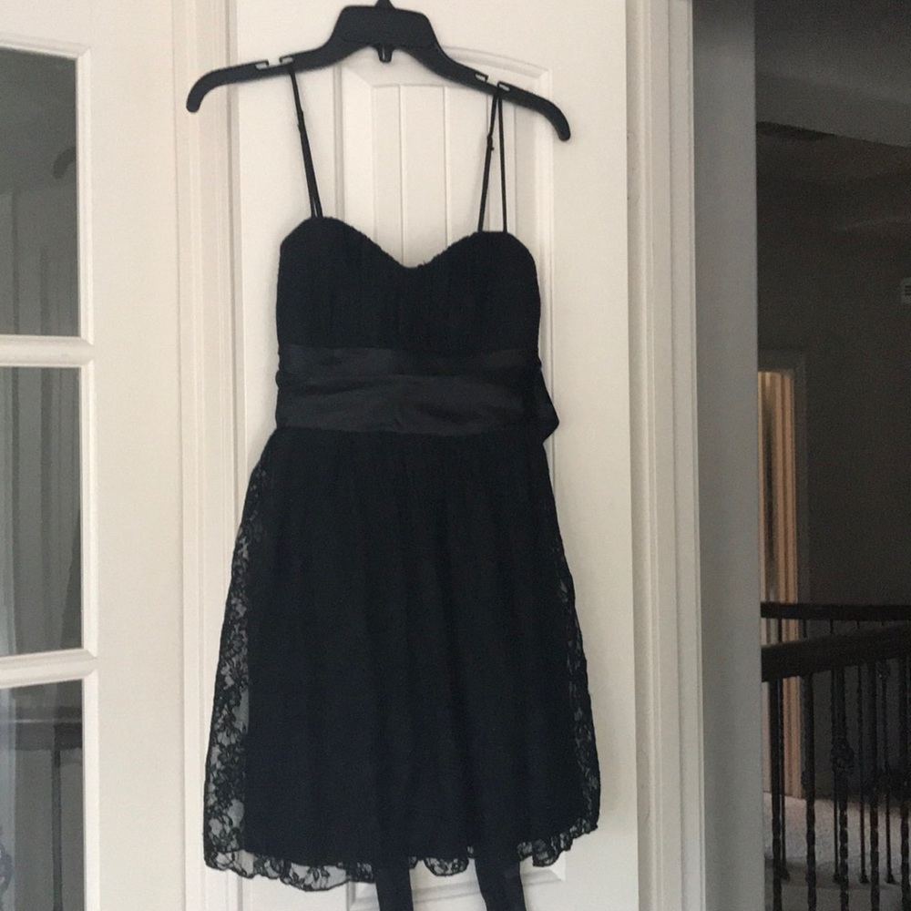 Spaghetti strap lace homecoming dress
